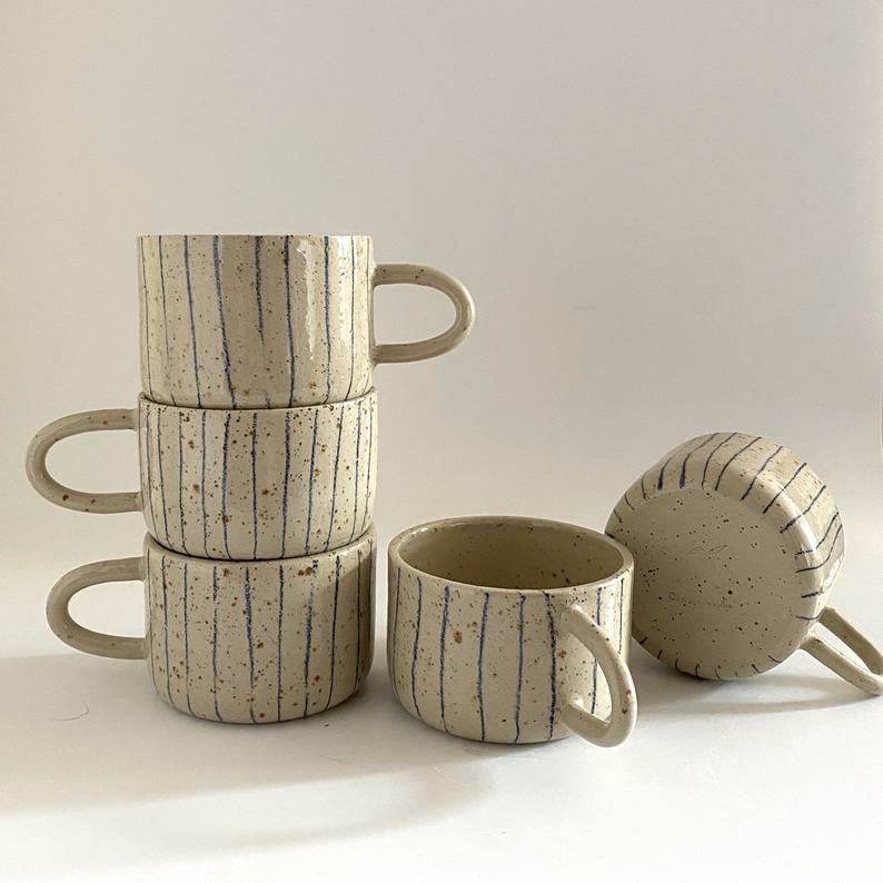 Blue Stripe Cup Set