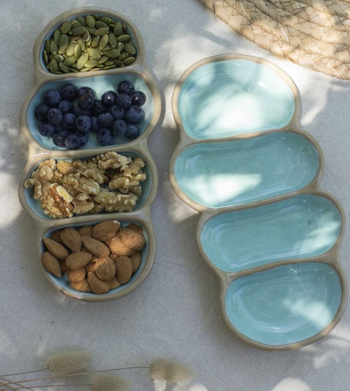 Blue Snack Tray Set