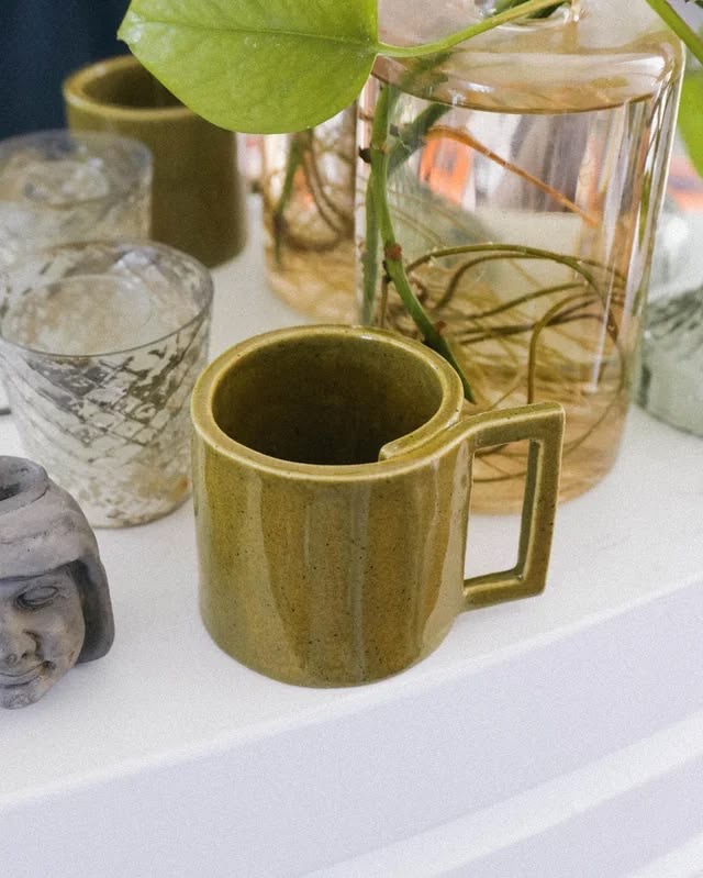 Olive Square Handle Mug