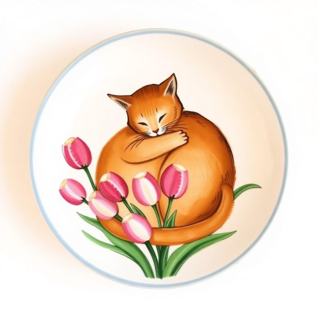 Tulip Cat Plate
